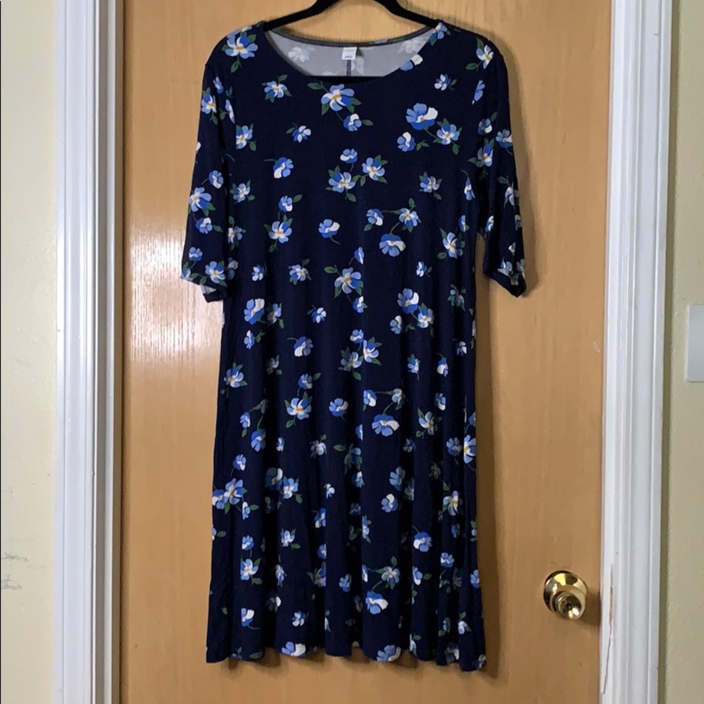 Old Navy Navy Blue Floral Swing Dress